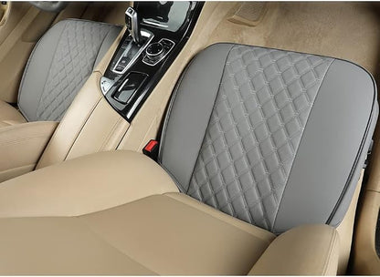 Black Panther 1 Pair PU Front Car Seat Covers, Front Seat Protectors Compatible with 95% Vehicles, Anti-Slip & Full Wrapping Edge, Diamond Pattern Embroidery (W 21.26''×D 20.86”) - Light Gray - Image 3