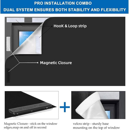 100% Blackout Shade for Bedroom 59"x47",Magnetic Blackout Window Cover | No Drill, Cuttable,Indoor Window Shade, Adhesive Blackout Curtains with Magnet and Hook&Loop Tapes,Use for Home,Nursery - Image 2