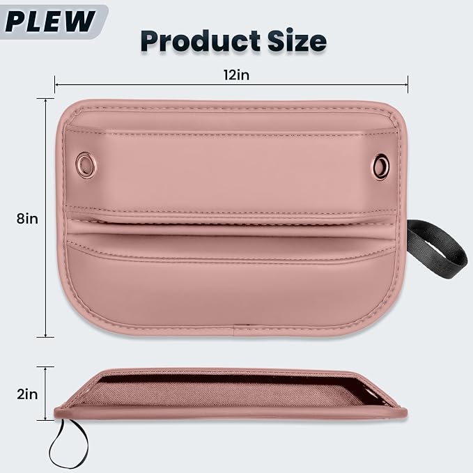 2-Pack Car Seat Gap Filler Organizer - Upgraded Anti-Slip Strap Design - Premium Leather Side Console Pocket - Prevent Phone Falling - Universal Fit Car Essentials for SUV, Truck & Sedan,Pink - Image 8