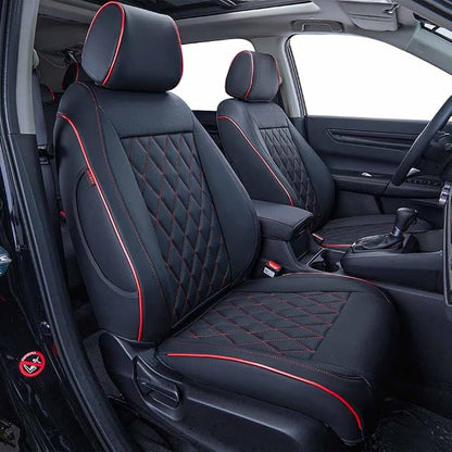 EKR Car Seat Covers for Honda HRV 2023-2027,Leatherette Full Set | Custom Fit for Honda HRV EX-L 2023-2027 Glove-Like Fit,Airbag Compatible,Easy Clean,Faux Leather(Black with Red Piping) by EKR