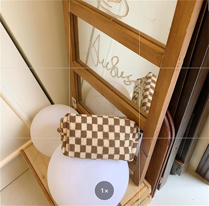 Checkered Makeup Bag for Purse, Small Travel Cosmetic Pouch,Coffee,2 Pack | Cute Zipper Makeup Organizer for Women, Travel Essentials, Toiletries, Makeup Brushes, Beauty Accessories&Bridesmaid Gifts - Image 5
