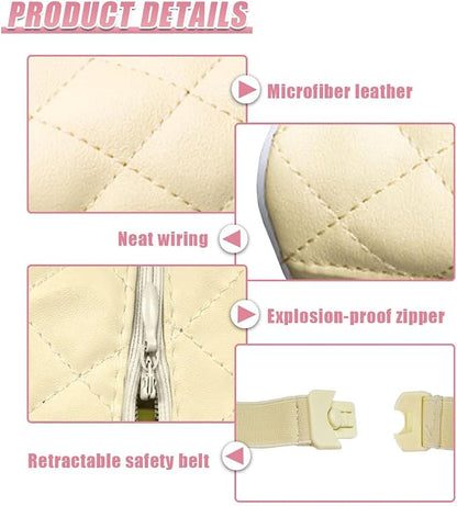 Car Tissue Holder, Soft PU Leather Auto Backseat Napkin Holder, Rectangle Hanging Tissue Box for 100-150 Standard Tissues, Universal Car Interior Storage & Organization Accessories (Beige) - Image 3