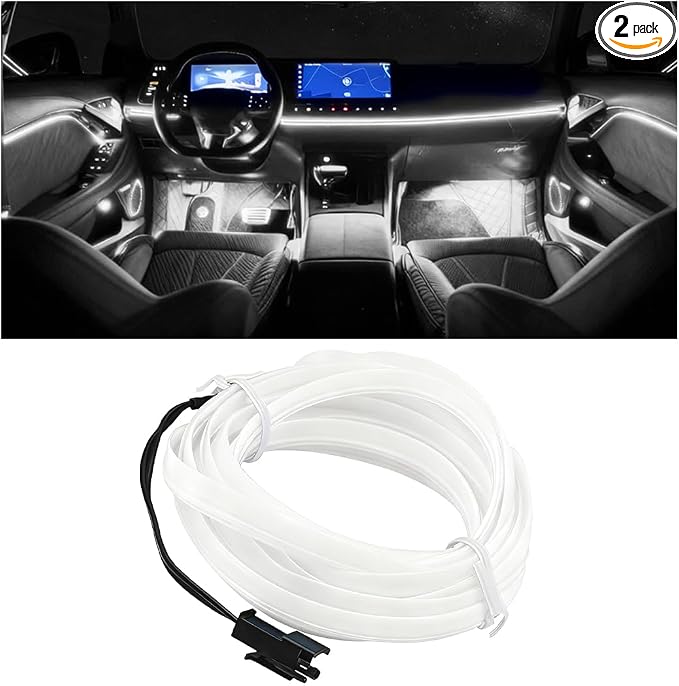 Car LED Strip Lights, 16.4FT LED EL Flexible Ambient Vehicle Dash Night Lighting Kit, Automotive Interior Dashboard Atmosphere Lamp Strip, Universal for SUV Sedan Truck (White) by Ywdiml