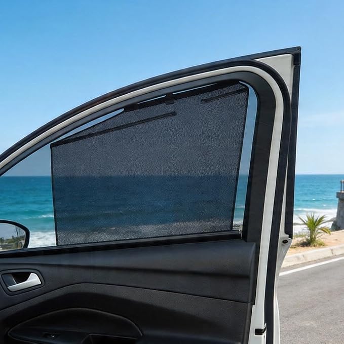 Retractable Car Side Window Sunshade,2026 Auto Static Cling Mesh Shade for UV Protection & Heat Block, Keeps Baby & Pet Safe from Sun Glare,Easy Self-Retracting Roller for Most Cars,Trucks,SUVs(Right - Image 2