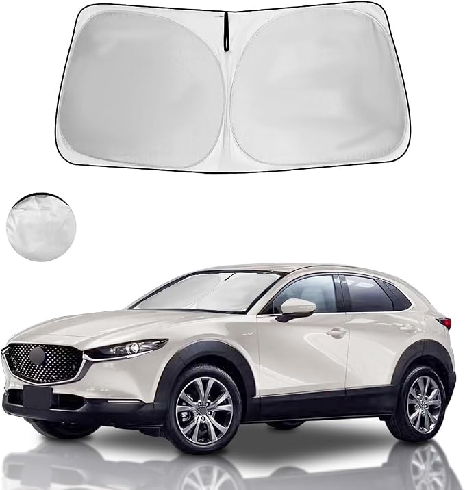 Windshield Sun Shade Car Sunshade Accessories for 2026-2019 Mazda CX-30 | HOHUIGO Custom Fit Front Window Sunshade Fit CX30 Windshield Accessories Window Shade Sun Visor Heat shield Cover Blocks UV by HOHUIGO
