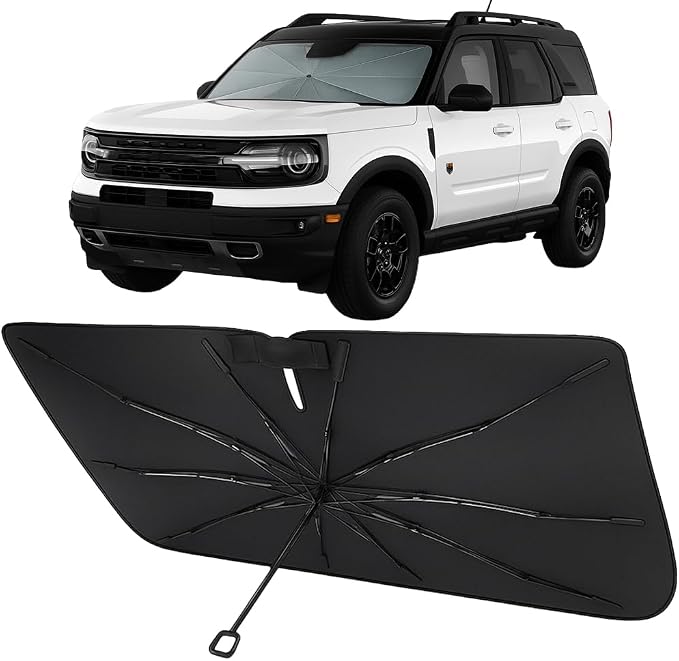 Proadsy Custom Fit 2021-2026 Bronco Sport Windshield Sun Shade Umbrella | Advanced Ice Crystal Material, -54°F Cooler, Zero-Gap Sunblock, Instant Setup & Foldable Design for Summer Parking, Daily Use by Proadsy