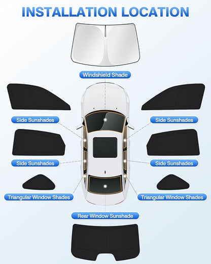 Canvcle Windshield Sun Shade for 11th Gen Honda Civic 2022-2025 2026 (NOT for Hatchback) Side Rear Window Shade Cover Kit Full Window Sun Visor Shield Camping Keep Vehicle Cool Black 8PCS - Image 6