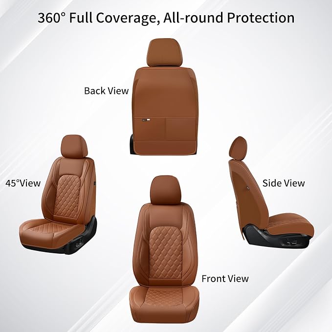 Huidasource Fit for Brown Chevy Silverado Seat Covers, GMC Sierra Seat Covers, Thickened Nappa Leather Truck Seat Cover 2007-2013&2019-2026 1500, 2020-2026 2500HD 3500HD Crew Double Extended Cab - Image 9