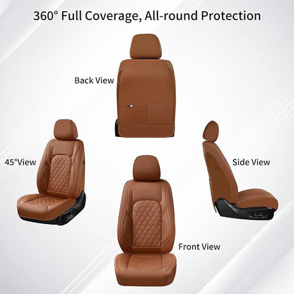 Huidasource Fit for Brown Chevy Silverado Seat Covers, GMC Sierra Seat Covers, Thickened Nappa Leather Truck Seat Cover 2007-2013&2019-2026 1500, 2020-2026 2500HD 3500HD Crew Double Extended Cab - Image 9