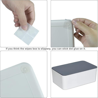 Diaper Wipes Dispenser, Tissue Storage Box Case (Gray-White) | Refillable Baby Wipe Container, Keeps Wipes Clean, Wet Wipe Dispenser Holder with Lid for Home, Office, Cars - Image 5