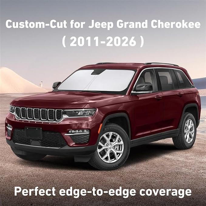 EcoNour Windshield Sunshade for Jeep Grand Cherokee 2011-2024 2025 2026 | Sun Visor for Front Windshield & Window Sun Shade Cover, UV Heat Blocker & Protector, Car Accessories - Image 2