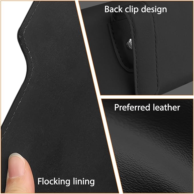Zpana Sunglass Holder for Car Visor, Leather Auto Eyeglasses Sun Visor Organizer Case with Hidden Magnetic Closure, Auto Protective Glasses Storage Box, Universal for SUV RV Truck (Black) - Image 6