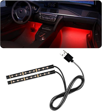 povtii Car LED Strip Light, 24 LED RGB Auto Under Dash Interior Atmosphere Lights, USB Vehicle Decorative Lamp Ambient Night Light Strip, Lighting Kit Car Accessories (Red) by povtii