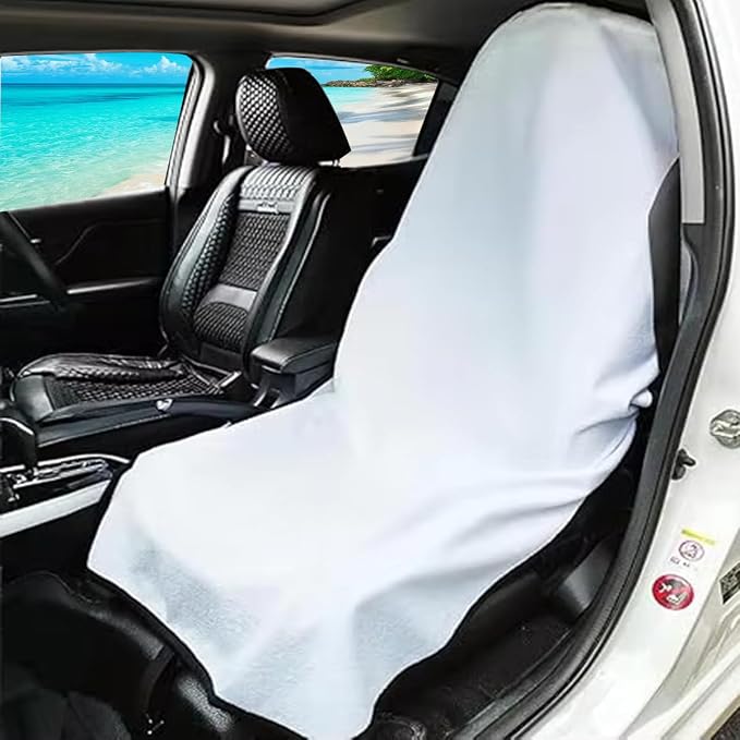 Waterproof Sweat Towel Car Seat Cover Sweat Carseat Protector,Perfect for Universal Anti-Slip Car Truck SUV Seat, Great for Post Gym Workout, Running, Swimming, Beach and Hiking (White) by Unknown