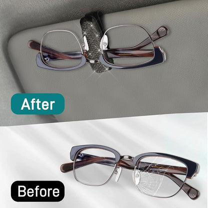 2PCS Glasses Holders for Car Sun Visor, Fashion Bling Crystal Rhinestones Car Eyeglasses Sunglasses Hanger Mount with Ticket Card Clip, Universal Vehicle Visor Accessories for Women Men (Gray) - Image 4