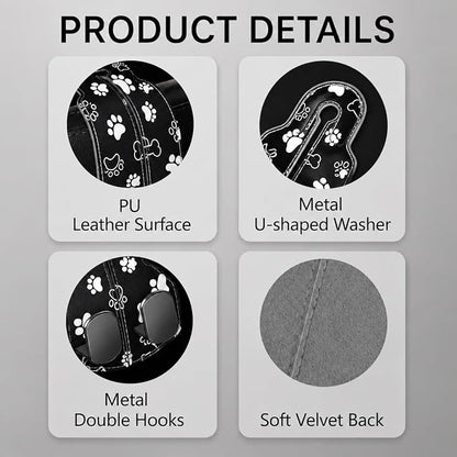 Cute Black Paw Car Seat Back Storage Headrest Hooks for Purses & Bags – 2PCS PU Leather Dual Metal Hooks, Backseat Organizer Accessories - Image 3