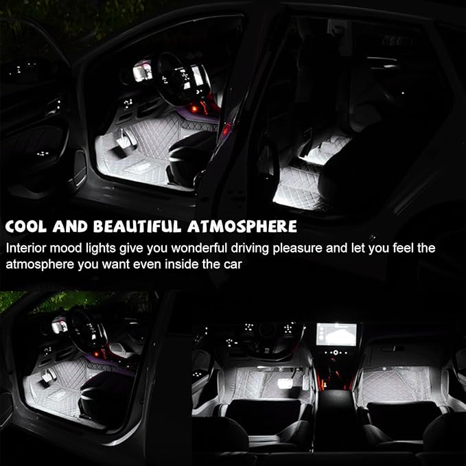 povtii Car LED Strip Light, 24 LED RGB Auto Under Dash Interior Atmosphere Lights, USB Vehicle Decorative Lamp Ambient Night Light Strip, Lighting Kit Car Accessories (White) - Image 4