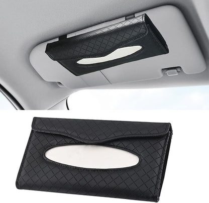 Car Tissue Holder, PU Leather Auto Napkin Holder for Visor & Backseat, Automotive Mask Organizer Case to Keep Vehicle Tidy, Universal Interior Accessories for Sedan Truck SUV (Black) by GLSOWEE