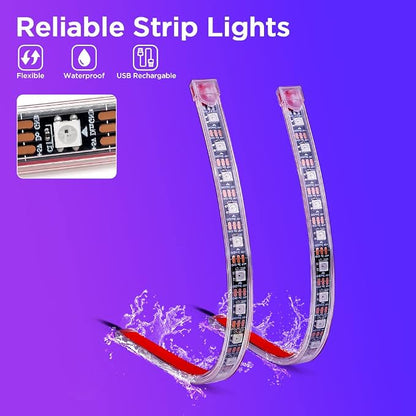 Xprite Dreamcolor USB LED Cars Interior Lights Strip Kits, w/Remote & Bluetooth APP Control, Footwell Under Dash RGB Neon Chasing Inside Lights, DIY Music Mode, Universal for Vehicle Trucks UTV ATV - Image 3