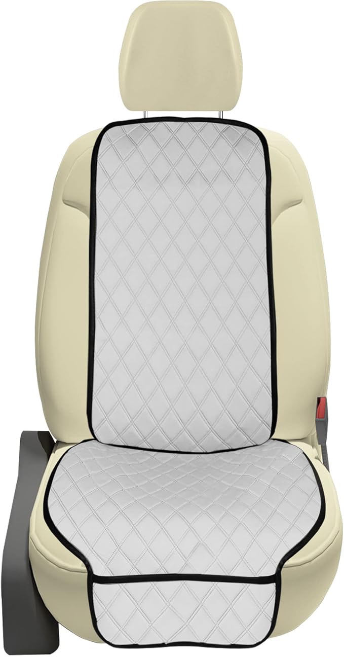 FH Group Car Seat Cushion – Neosupreme Single Front Seat Cover with Front Pockets, Airbag Compatible, Universal Fit Car Seat Cushion for Driver or Passenger Seat, SUV, Truck, Sedan & Van – White by FHGroup