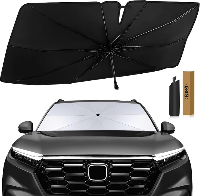 KDM Umbrella Style Windshield Sun Shade for 2023 2024 2025 Honda CR-V | LX,EX,EX-L,EX-L Navi,Touring CRV,Foldable Front Windows Sunshade Visor Protector Blocks UV Rays Heat,5 Layer by KDM