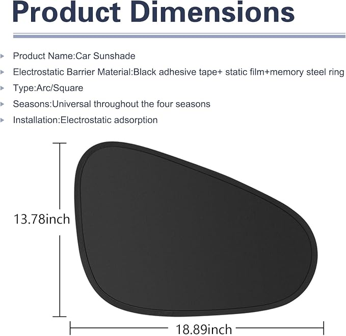 2 PCS Car Side Window Sun Shade, Sunproof Heat Insulation Front Window Shades with Suction Cup Stick, Sun Block Privacy Protection Cover, Universal for Most Vehicles (Black) - Image 2