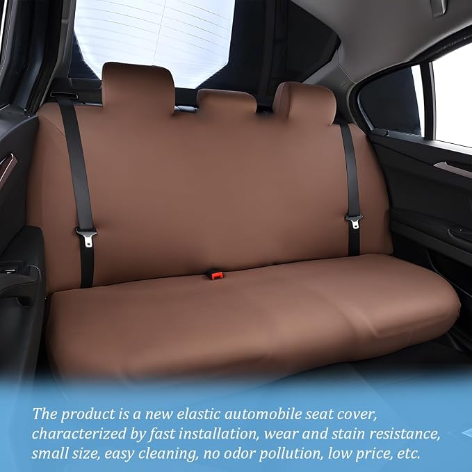 Car Back Seat Cover, Scratchproof Rear Bench Protector, Coffee | Elastic fabric surface, smooth comfortable touch, washable design, fits most cars SUVs and trucks, automotive accessories - Image 4