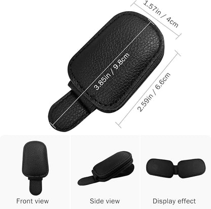 Sunglass Holder for Car Visor, Magnetic Leather Sunglasses Holder and Ticket Card Clip for Car - Image 6