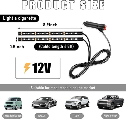 Wevdn Car Interior LED Strip Light, 12V 24 LED Neon Ambient Night Light with Cigarette Lighter Plug, Automotive Atmosphere Decorative Under Dash Lighting Kit, Car Accessories (Pink Purple) - Image 2