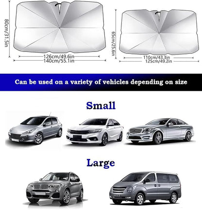 Car Windshield Sun Shade Umbrella for Hyundai Accent 2000–2026, Foldable Windshield Sunshade with Reinforced Ribs, Reflective Sun Shade for Front Windshield,S 125 x 65 cm - Image 6
