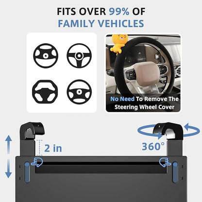 Steering Wheel Tray, Car Food Tray, Car Desk for Laptop, Multipurpose Car Table for Eating & Work, Adjustable Car Tray with Drawer and Anti-Slip Protective Adhesive - Image 3