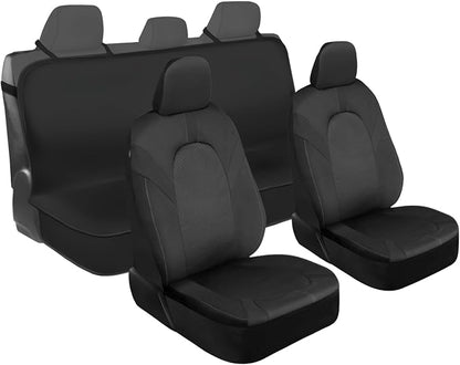 Motor Trend Front & Rear Car Seat Covers Full Set - Gray Cloth Bucket Seat Covers for Front Seats + Waterproof Rear Split Bench Cover – Universal Fit for Car Truck SUV Van Interior Protection by MotorTrend