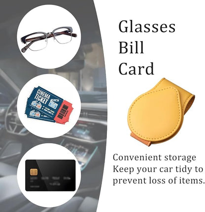 Mandark 2PCS Magnetic Sunglass Holder for Car Visor, Leather Vehicle Eyeglass Hanger Clip, Automotive Interior Ticket Card Glasses Organizer Clamp Accessories, Universal Fit (Yellow) - Image 3