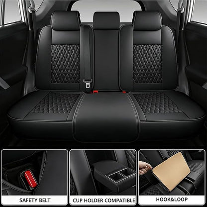 Car Seat Covers Full Set Custom Fit For Lexus ES300h 2013-2026, Black | Lumbar Support, Premium Faux Leather, Breathable, Anti-Slip, Airbag Compatible, Waterproof, Car Seat Protectors, 2 Row-5Seat - Image 3