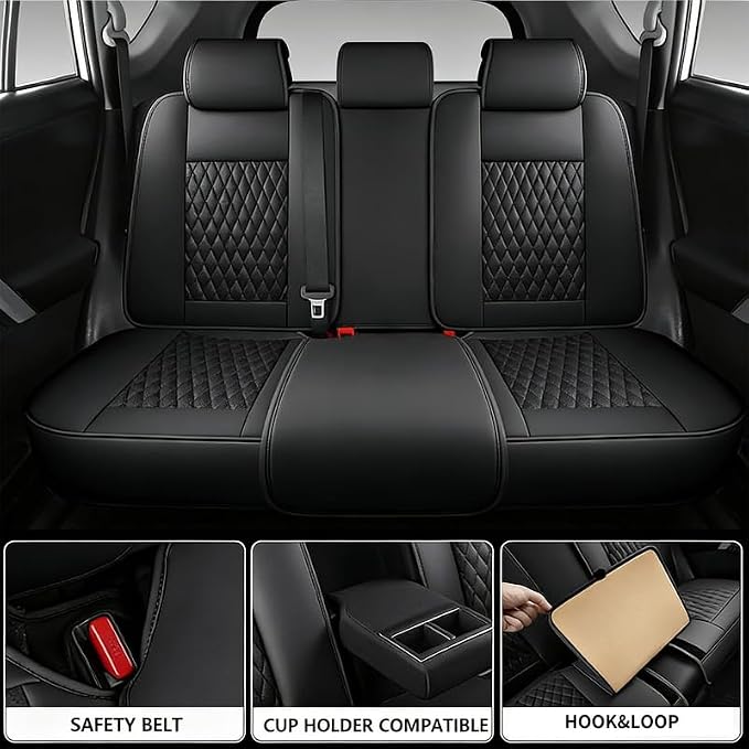 Car Seat Covers Full Set Custom Fit For Lexus ES330 2004-2006, Black | Lumbar Support, Premium Faux Leather, Breathable, Anti-Slip, Airbag Compatible, Waterproof, Car Seat Protectors, 2 Row-5Seat - Image 3