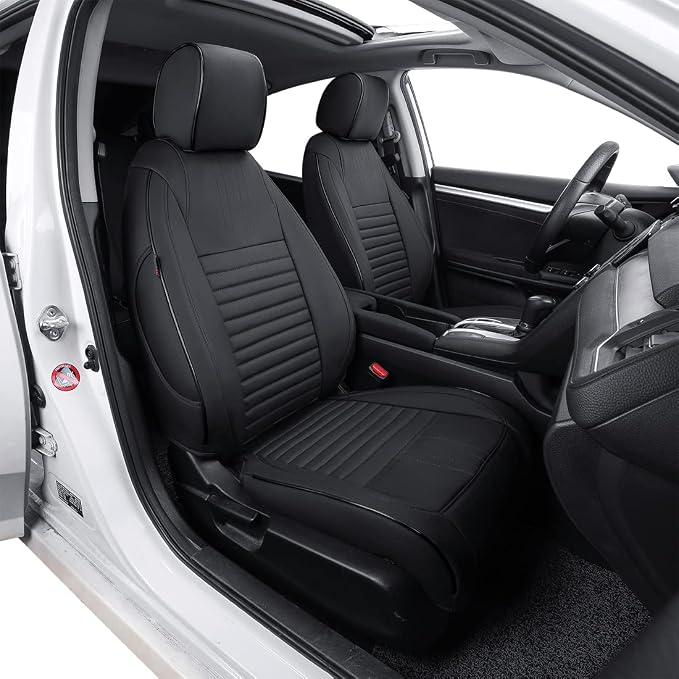 EKR Civic Seat Covers Custom Fit for Honda Civic (Hatchback) 2022-2026 (Rear W/NO Armrest),Waterproof Car Seat Cover Full Set,Faux LeatherBlack Car Seat Covers(Black) by EKR