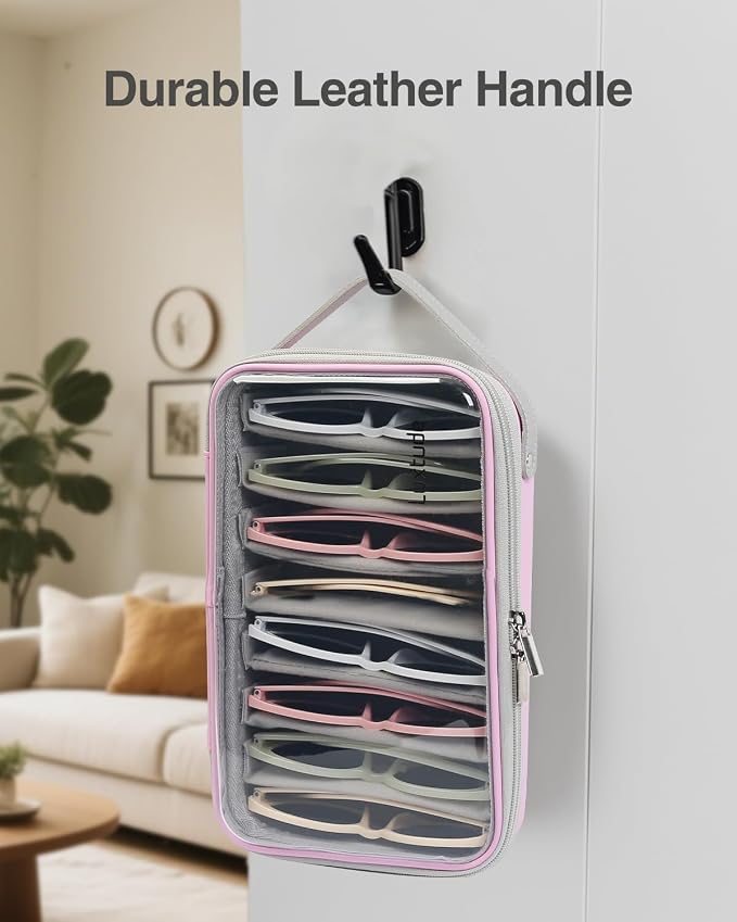 Travel Sunglasses Organizer Case, Clear Sunglasses Travel Case | Glasses Case Multiple Pairs with Adjustable Slots, Hard Shell Sunglass Storage Organizer for Women Men/Camping/Beach etc. - Image 5