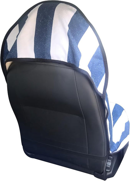 Car Seat Cover Protector Front Seats,for Gym Workout,Running,Swimming,Beach and Hiking,Waterproof Sweat Towel Bucket Seat Covers for Cars SUV Trucks (Blue Stripe, 1Pcs) - Image 2