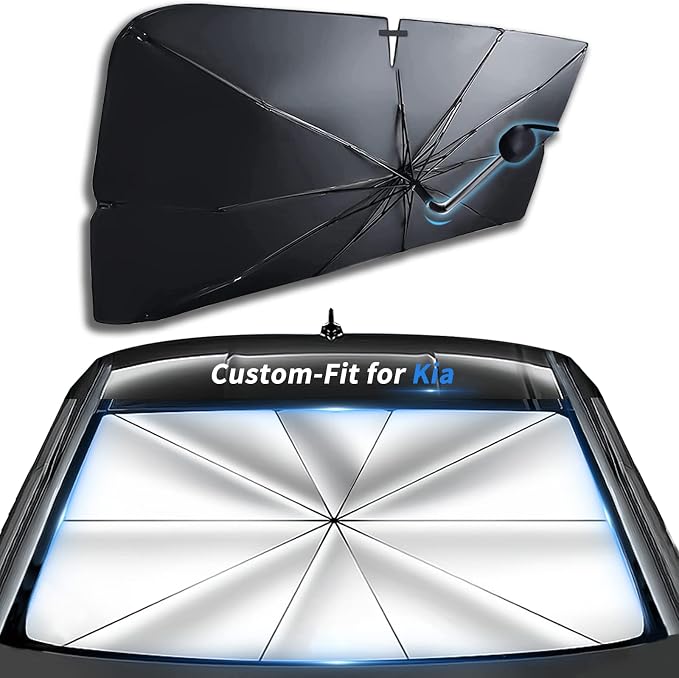 Custom-Fit for Kia Windshield Sun Shade Umbrella, 360°Rotation Bendable Car Umbrella Sunshade Cover UV Block Car Front Window (for Kia SHUMA) by Sawuaa