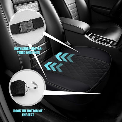 Leather Front Car Seat Cover, Anti-Slip Car Seat Bottom Covers, Full Wrapped Bottom Seat Protectors with Storage Pocket, Universal Comfortable Seat Cushion Fit Vehicles SUVs Trucks (Black) - Image 5