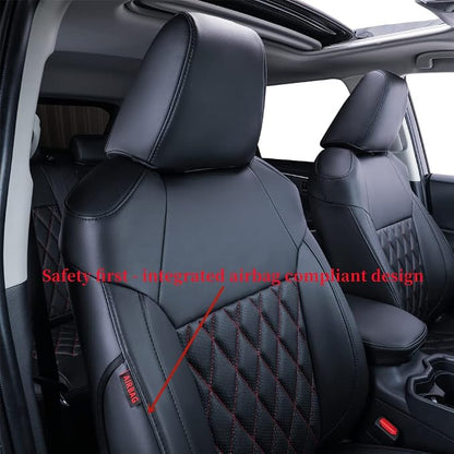 coverdream Corolla Seat Covers Full Set for 2020-2025 2026 Toyota Corolla SE and 2023-2026 XSE,Luxury Leather Car Seat Cover,Fully Covered,Waterproof Car Seat Protector(Black & Red Line) - Image 3