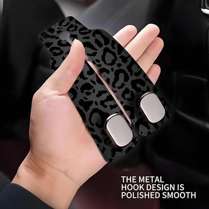 Car Seat Headrest Hook, Universal Leather Cute Hanger Holder Hook, Storage Organizer Interior Accessories for Purse Bags Handbag Luxury Black Leopard - Image 4