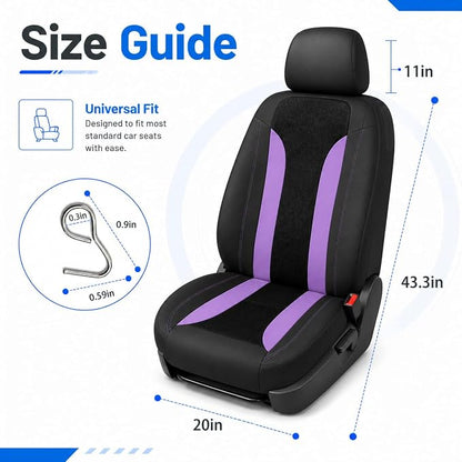 4 PCS Cooling Car Seat Covers, Breathable Auto Driver Seats Protective Cover with Hooks, Comfortable Anti-Slip Front Seats Cover Interior Accessories for Car Truck SUV (Purple) - Image 2