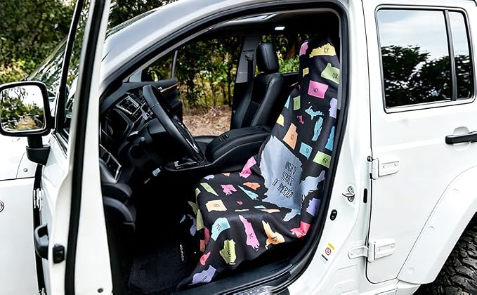 Car Seat Cover Towel for Front Seats Non-Slip with Headrest Pocket & Strap | Universal Fit for Cars Truck SUV|Car Seat Hoodie & Phocho Perfect After Gym Workout, Beach,Yoga and Running|Anti-dog Scratch - Image 8