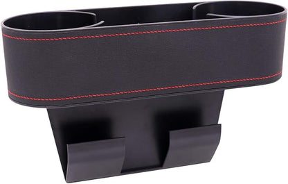 Car Console Side Seat Gap Organizer with Cup Holder, Black | Front Seat Organizer, Console Side Pocket, Cell Phone Holder, Coin Bucket, Car Storage Box, Universal Fits, Easy Installation by IOKSCTER