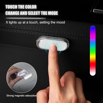 4PCS Car Interior Wireless Led Lights, 6 Bright LED Lamp Beads Magnetic Vehicle Ambient Light, Portable Voice USB Rechargeable Automotive Night Lighting Accessories, Universal Fit - Image 3