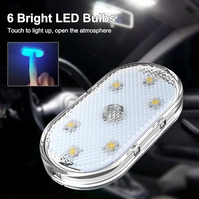 4Pcs Car LED Lights Interior Wireless, 7 Colors Interior Car Lights with 6 Bright LED Lamp Beads, Portable USB Rechargeable Car Interior Led Night Light for Car Decor - Image 2