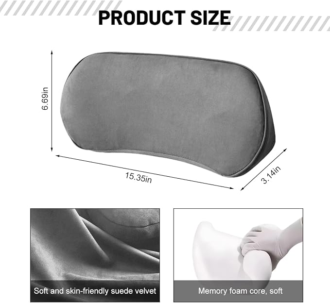 Zpana Car Lumbar Support Pillow, Memory Foam Back Cushion, Dark Gray | Memory Foam Lumbar Support Pillow, Lower Back Pain Relief & Sciatica, Comfortable Driver Seat Pad, Universal Seat Cushion - Image 2