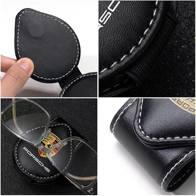 Car Sunglasses Holder for Porsche Panamera Cayenne Macan Boxster Taycan Cayman 718 911, Glasses Holder for Cars,Car Visor Sunglasses Clip,Clip-on Car Glasses Holder Black - Image 5