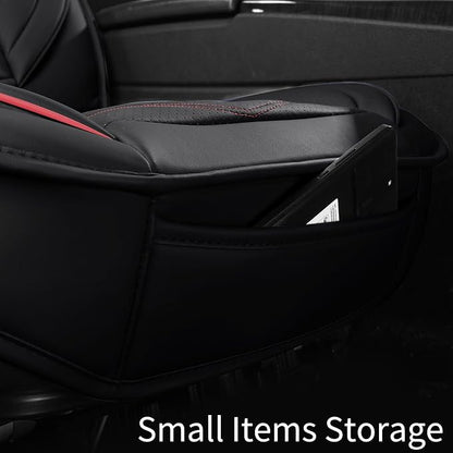HChengkikz Front Car Seat Cover, Waterproof Faux Leather (Black + Redline) | Easy Maintenance, Airbag Compatible, Universal Fit For Most SUVs Trucks Pick-ups Sedans - Image 5